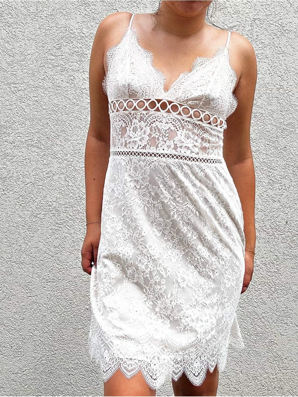 Victoria's Secret White Lace Chemise with Sheer Waistband